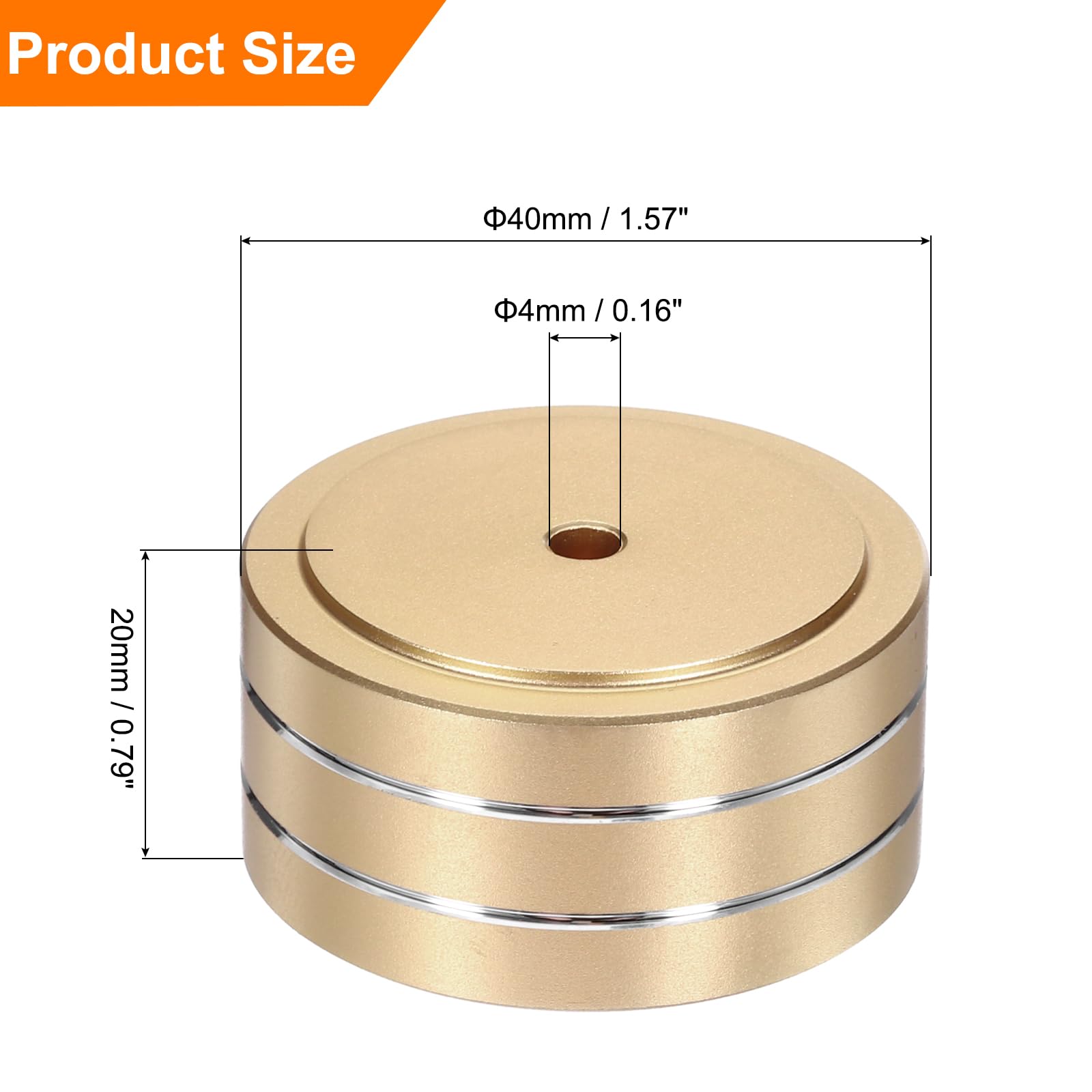 QUARKZMAN 16 Pz Pad di Isolamento per Subwoofer, 40x20mm Pad di Isolamento per Altoparlanti Piedini Spike per Altoparlanti Tornio Monitor Audio Pad di Isolamento, Viti M4 Oro