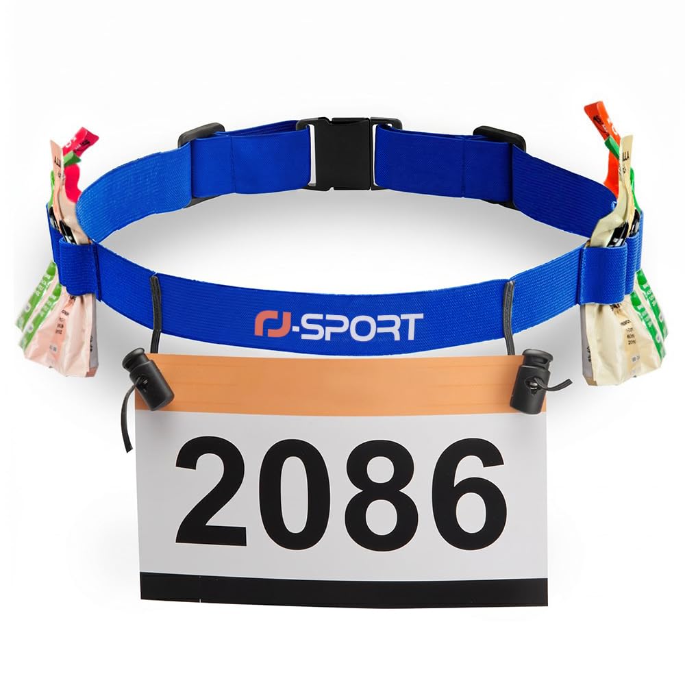 RJ-Sport Race Number Belt - Triathlon Race Belt BIB Holder with 6 Energy Gel Loops for Triathalon, Marathon, Running and Cyclying-image-22