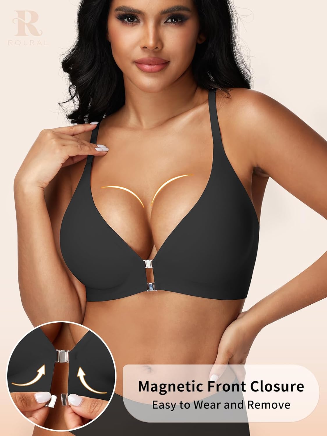 Front Closure Bras for Women - Wireless Magnetic Racerback Jelly Bralette, Seamless Comfort Support - Image 2