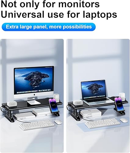 Miniatura 7 de Soporte elevador para monitor de computadora para escritorio con carga de concentrador USB, estación de acoplamiento USB C de 30 W5 Gbps con
