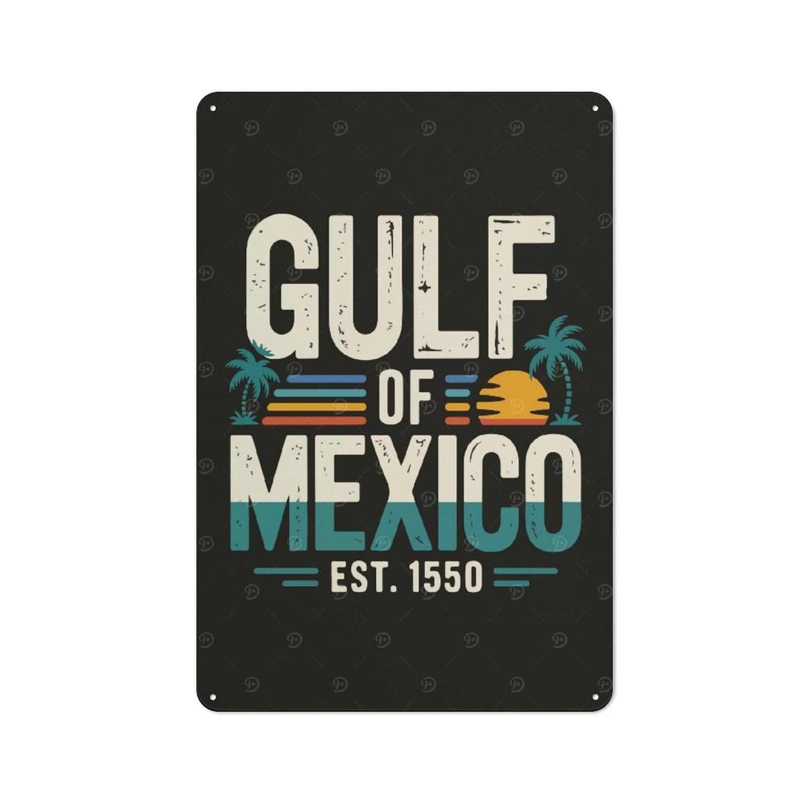 Junmoney Gulf Of Mexico Vintage Design Rustic Metal Sign 30X20cm For Café Or Restaurant, Suited To Café Owners And Decorators