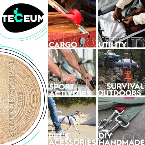 Image of TECEUM 3 /4 inch & 5 /8 inch & 1 inch & 1.5 inch & 2 inch Webbing - 10 25 50 Yards - 40+ Colors - Heavy Duty 1 Inch 1.5 Inch 2 Inch Backpack Straps - Webbing for Outdoors Indoors Crafting DIY