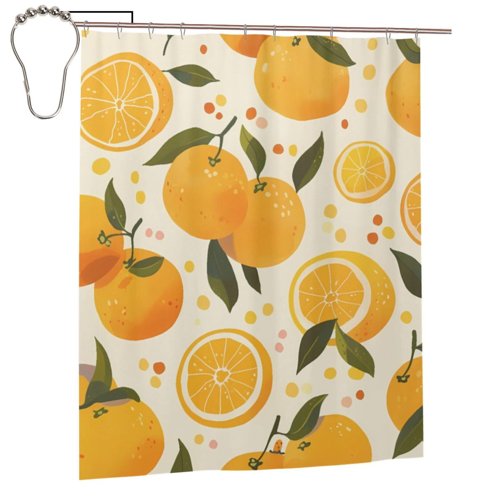Rideau de douche en tissu polyester imperméable avec 12 crochets de suspension