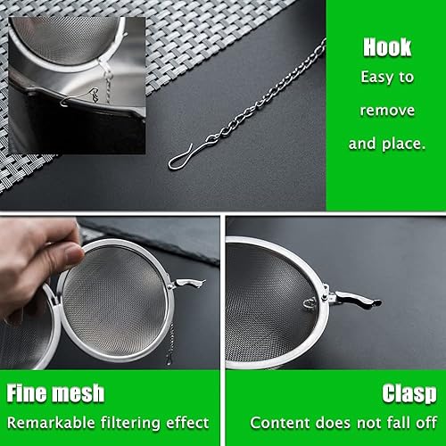 Miniatura 3 de Tea Steeper, 2 unidades de infusor de té de malla, filtro de té de alta calidad, difusor de intervalo de té con gancho de cadena extendido para