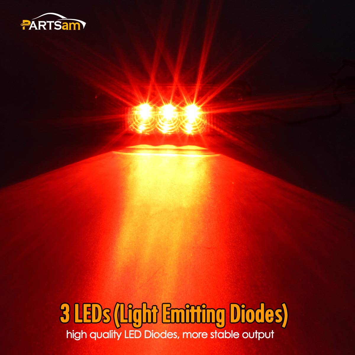10 luces LED de 3.9 pulgadas, impermeables, color rojo, 3 LED, para remolque, camión, barco, DC12 V, luz LED facetada de línea fina, remolque, camión o luces laterales con mini reflectores 3