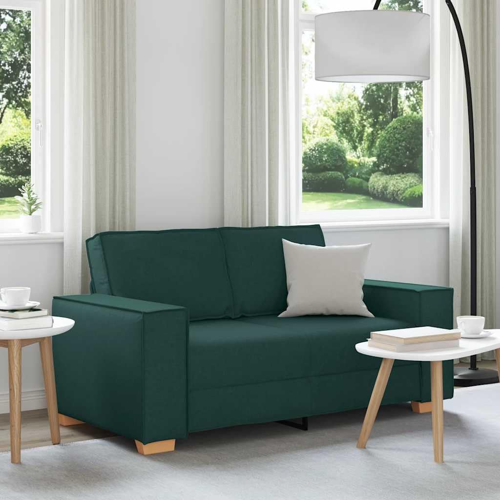Sofa 2-osobowa, ciemnozielona, 160 x 78 x 84 cm, materiał z podłokietnikami i miejscem do przechowywania, do salonu, pokoju gościnnego, lounge, tapicerowanej ławki, kanapy, szezlongu, skrzyni