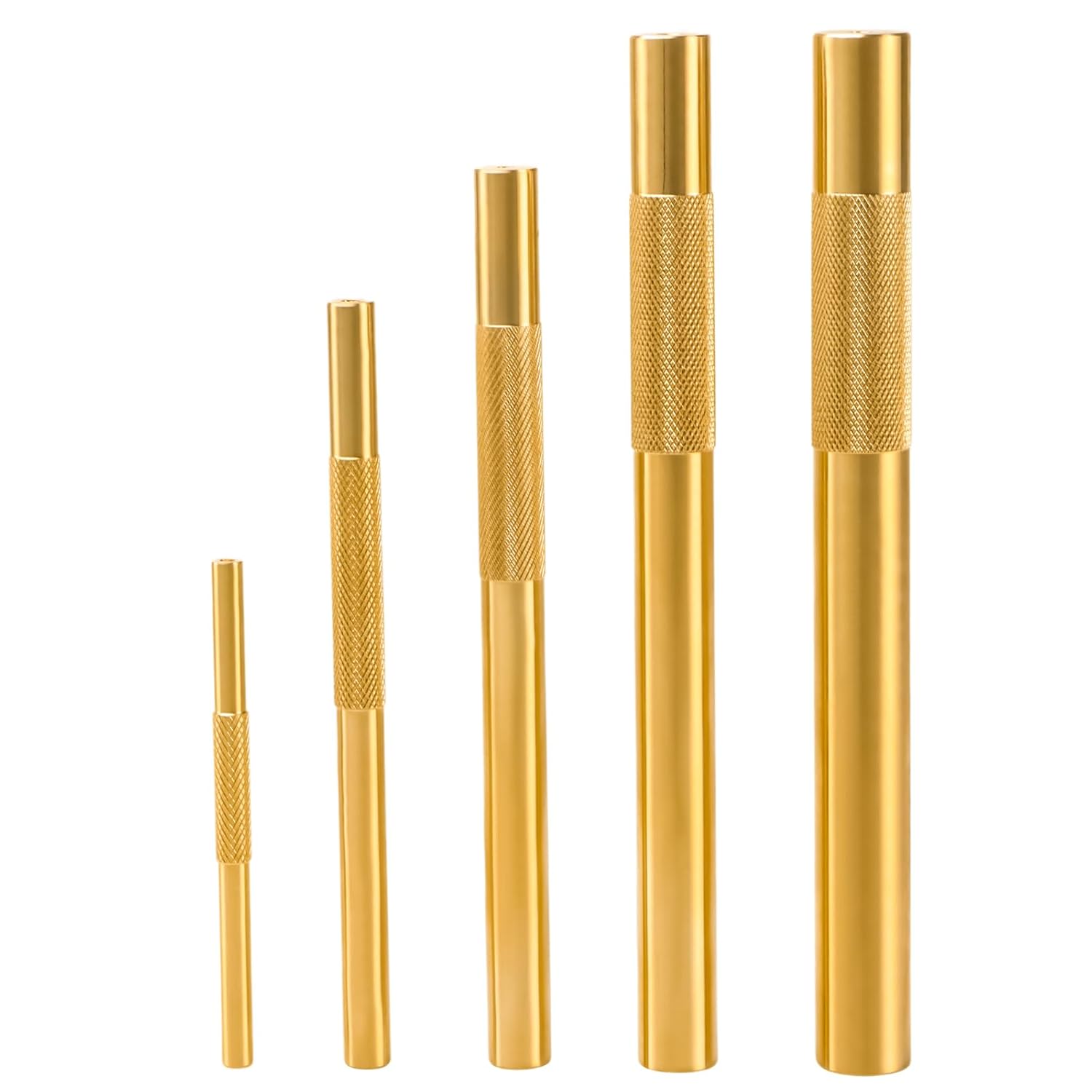 EVRBUL 5 PCS Brass Drift Punch Tool Set for 1/4″ 3/8 ″ 1/2 ″ 5/8 ″ 3/4 ″ Non-Sparking Hand Tool Brass Drift Punch Set Replace#: 045256670034 67003-MAI