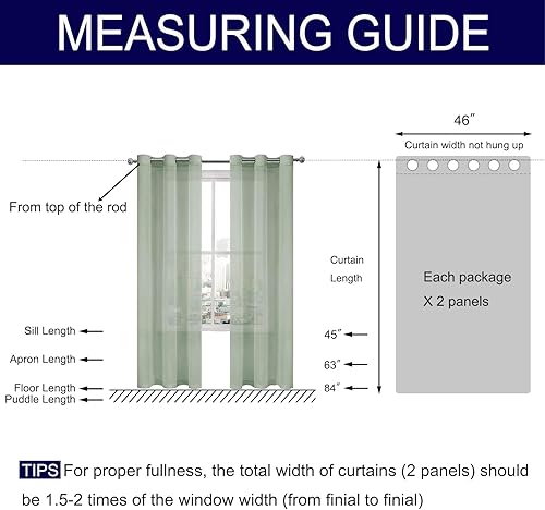 Miniatura 8 de DWCN Cortinas semitraslúcidas, cortinas con ojales en la parte superior para dormitorio, sala de estar, aspecto de lino sintético, cortinas