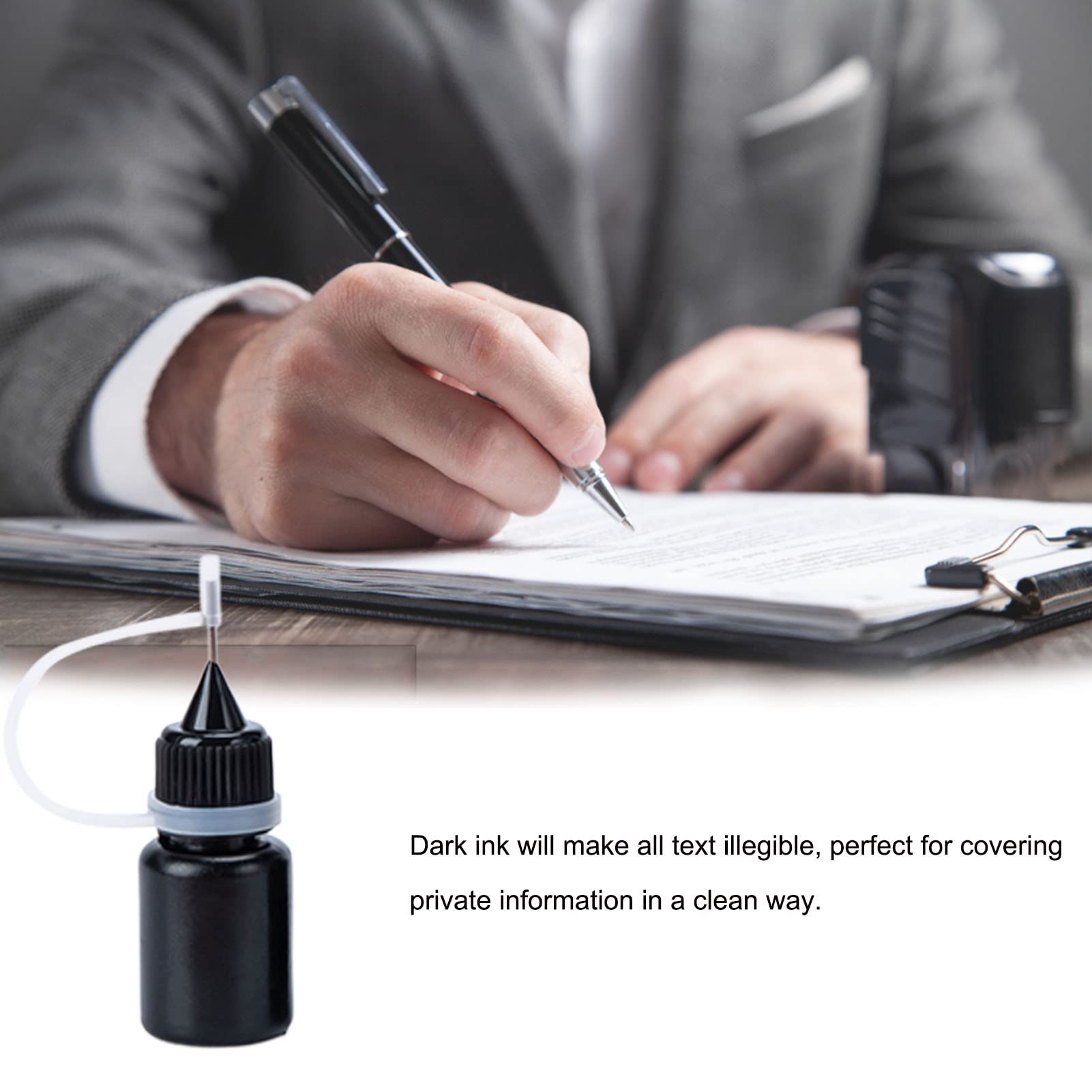 Inchiostro Di Ricarica Per Timbri A Rullo - Nero, 5ml - Impermeabile E Anti-Sbiadimento - Per Protezione Dati - Foto 6