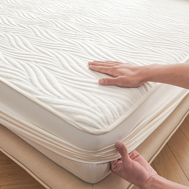 100% Waterproof Breathable Mattress Protector，3D Air Mattress Protector Fitted Sheet Quilted Mattress Pad Cover Noiseless Mattress Pad with Deep Pocket Fitted U (White,Full)
