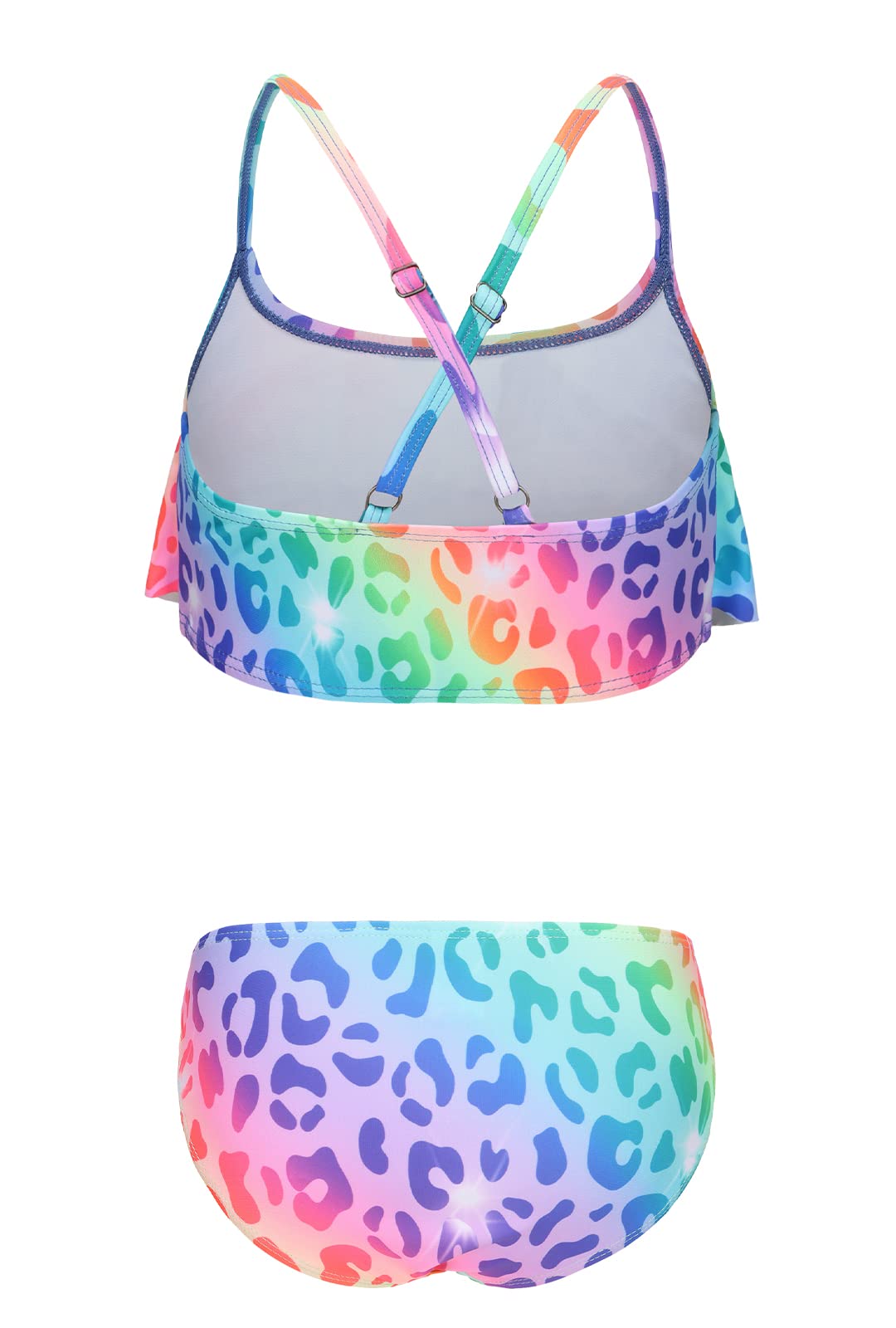 Bikini para niña de 2 piezas con volantes hawaianos florales, traje de baño para niñas de 3 a 16 años