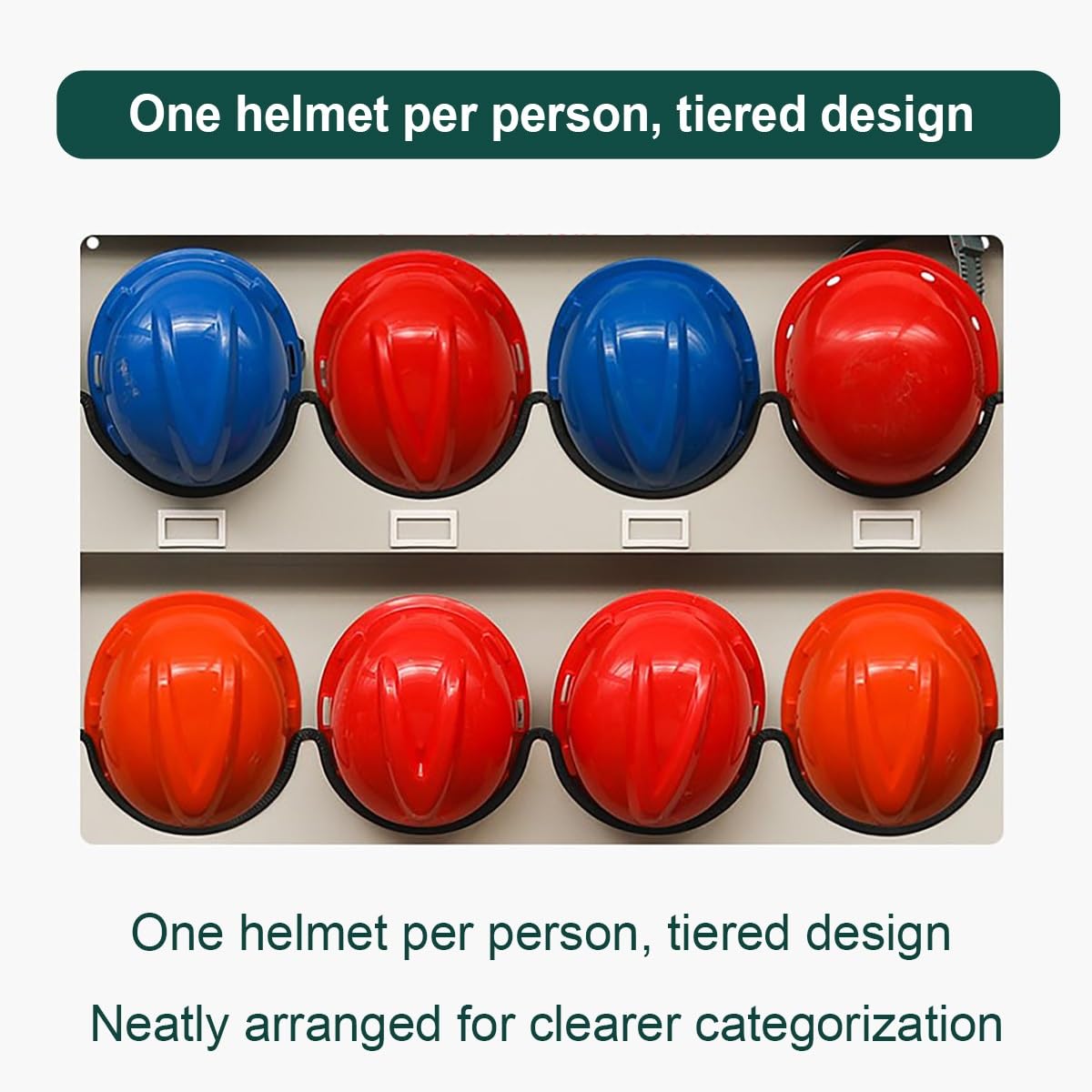 Perchero de Pared para Cascos, con Etiqueta para Nombre, Organizador para Colgar Cascos de construcción, Ideal para Oficina, Taller, Planta, estación de Bomberos