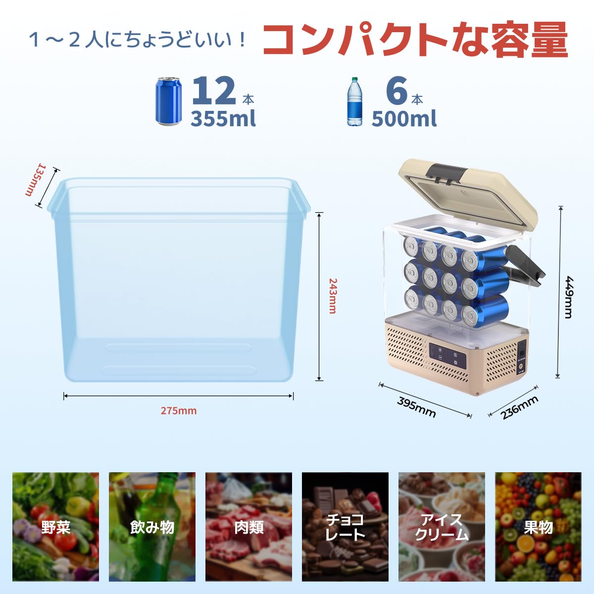 Amazon.co.jp: BougeRV 9Lポータブル冷蔵庫 コンパクト冷蔵庫 -20℃～20