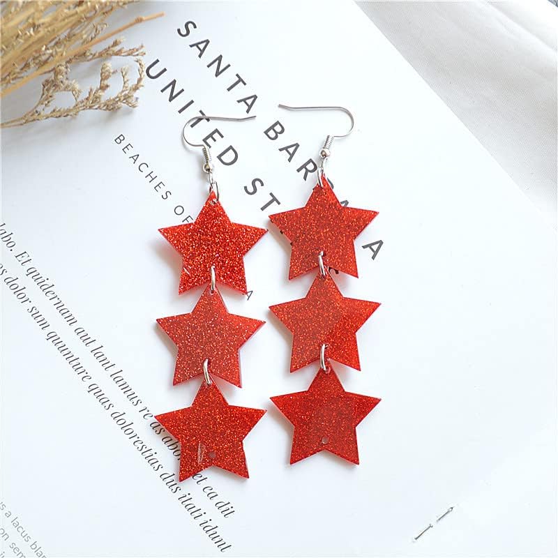 Chic Long Layers Stars Drop Earrings Multicolor Acrylic Shiny Star Pentagram Dangle Earrings Party Fashion Jewelry for Women - Image 2
