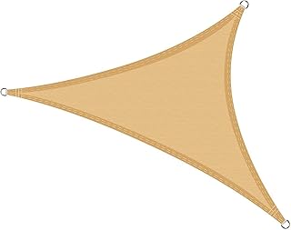 HAIKUS Waterproof Sun Shade Sail 2x2x2, Triangle Garden sail 2m,98% UV Block 420D PES Triangular Shade Sail 2x2 For Outdoor Patio Canopy with Free Ropes, Sand/Yellow(2m x 2m x 2m)