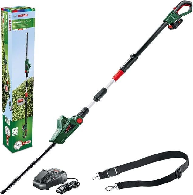 Bosch 06008B3070 Cordless Telescopic Hedge Trimmer UniversalHedgePole 18 (1 Battery, 18 Volt System in Cardboard Box)