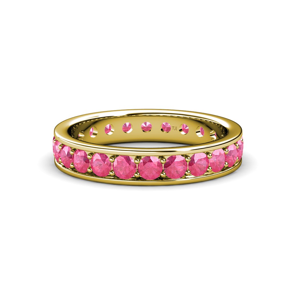 TriJewels Pink Tourmaline Channel Prong Set Eternity Band 1.44 ctw-1.68 ctw 14K Yellow Gold-6.0