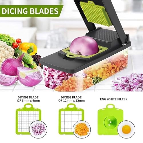 True Face 12 in 1 Vegetable Chopper Slicer Cutter Dicer Peeler Set – Multifunctional Kitchen Tool for Fruits, Veggies, Onion, Potato – Easy to Use & Clean with Storage Container Grey One Size - Image 3