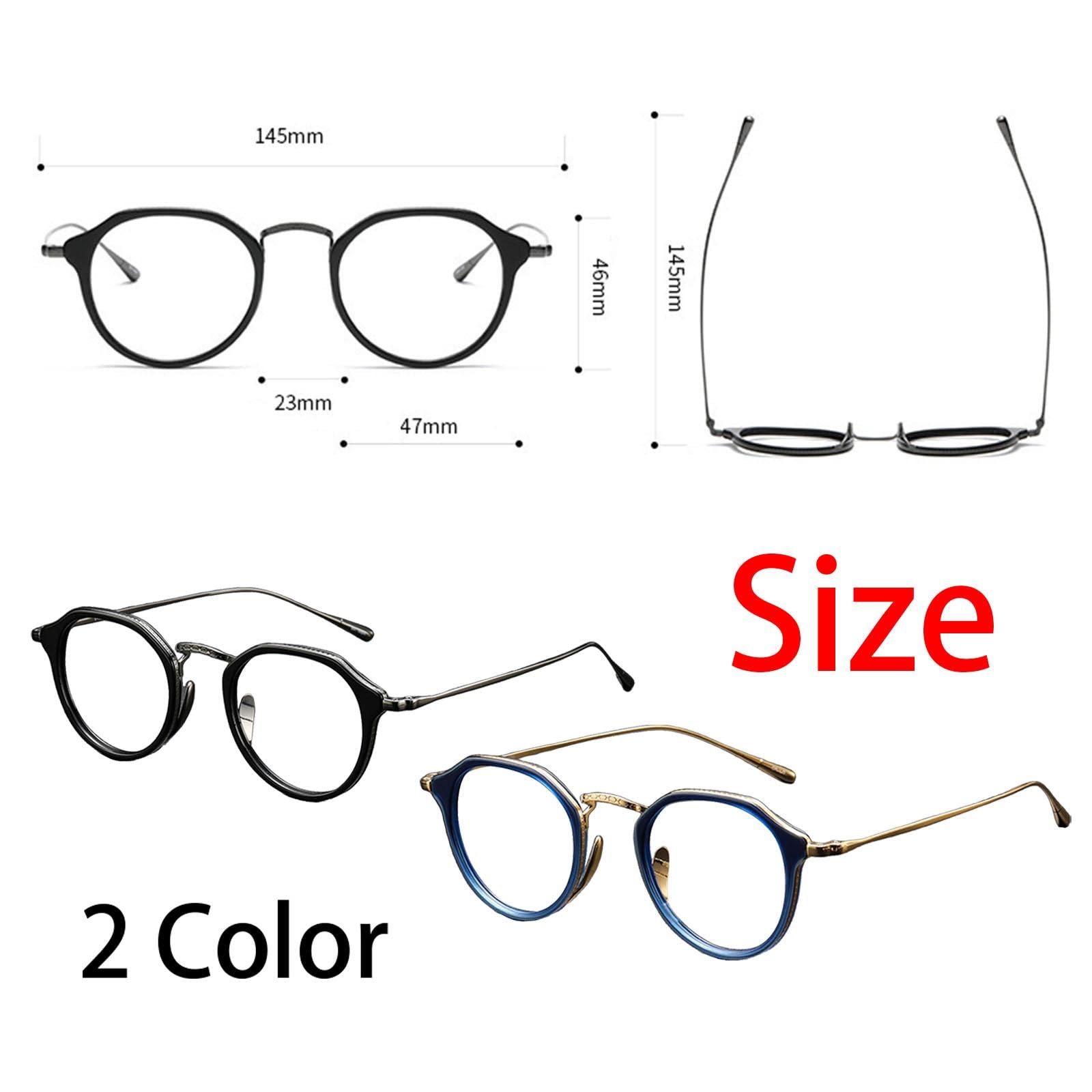 Lunettes Rétro Monture Pure Titane Monture de Vue Pleine Ronde Vintage Ultralégère à Porter Toute La Journée Convient à Homme Femme Étude Trav