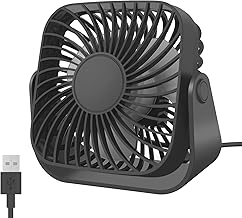 Jsdoin Ventilatore USB da scrivania, piccolo ventilatore da scrivania, mini ventilatore personale, 3 velocità, rotazione a 360°, forte vento, piccolo ventilatore potente per ufficio, casa, esterno