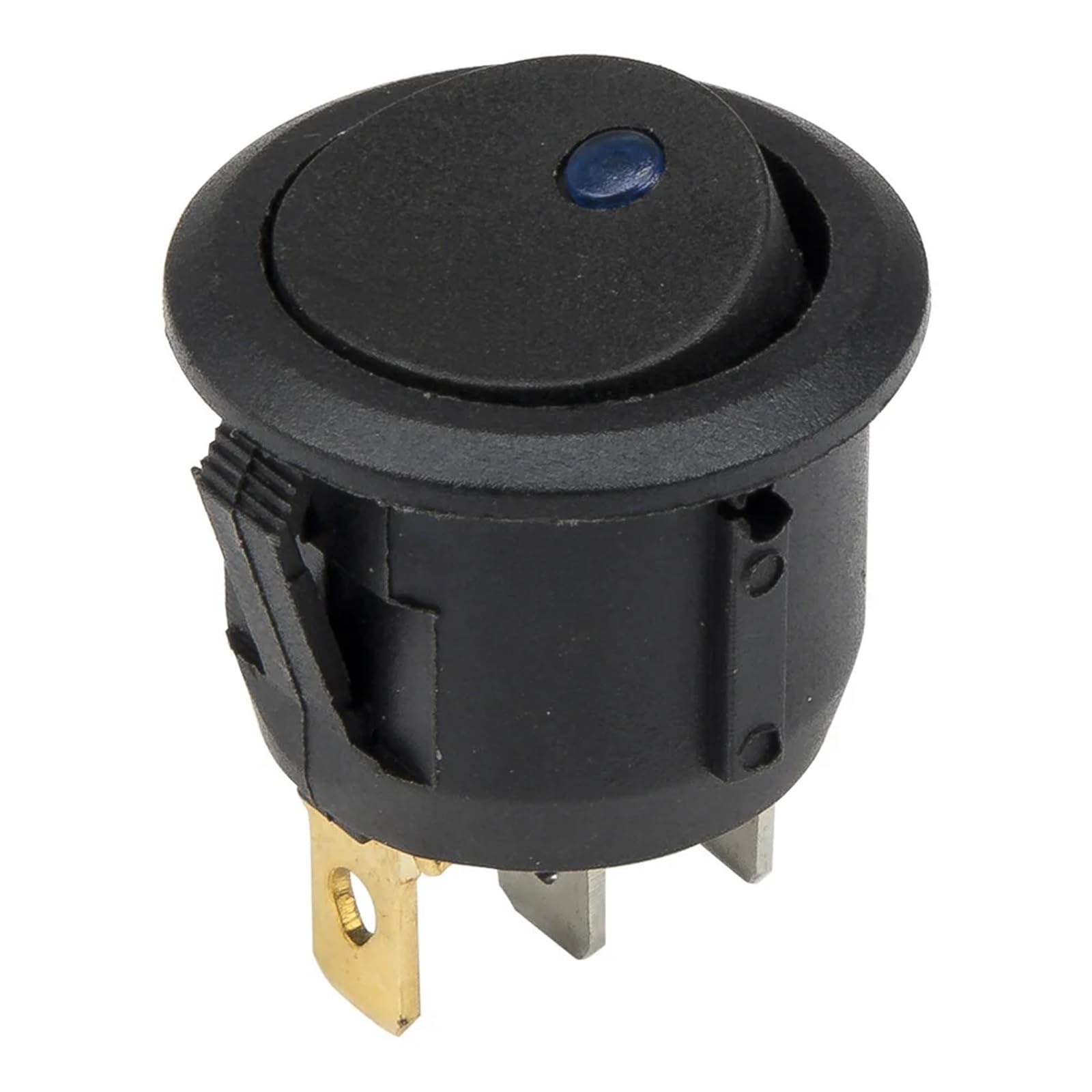 100 sztuk/partia KCD1-102N2-5 3-pinowy okrągły przełącznik kołyskowy ON-off ze światłem, średnica otworu 20 mm, KCD1-105N 220 V 12 (niebieski, 12 V LED Color Ray)