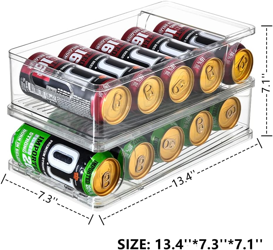 Xicennego 2-Tier Large Stackable Soda Can Organizer for Refrigerator - For Tall Cans of 500ml/17oz - Fridge Can Organizer Dispenser, Beverage Can Holder for Refrigerator, Pantry, Cupboard - Image 6
