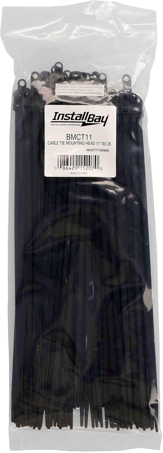Install Bay BMCT11 Black Mount Cable Tie 11-Inch, 50-Pound (100-Pack)
