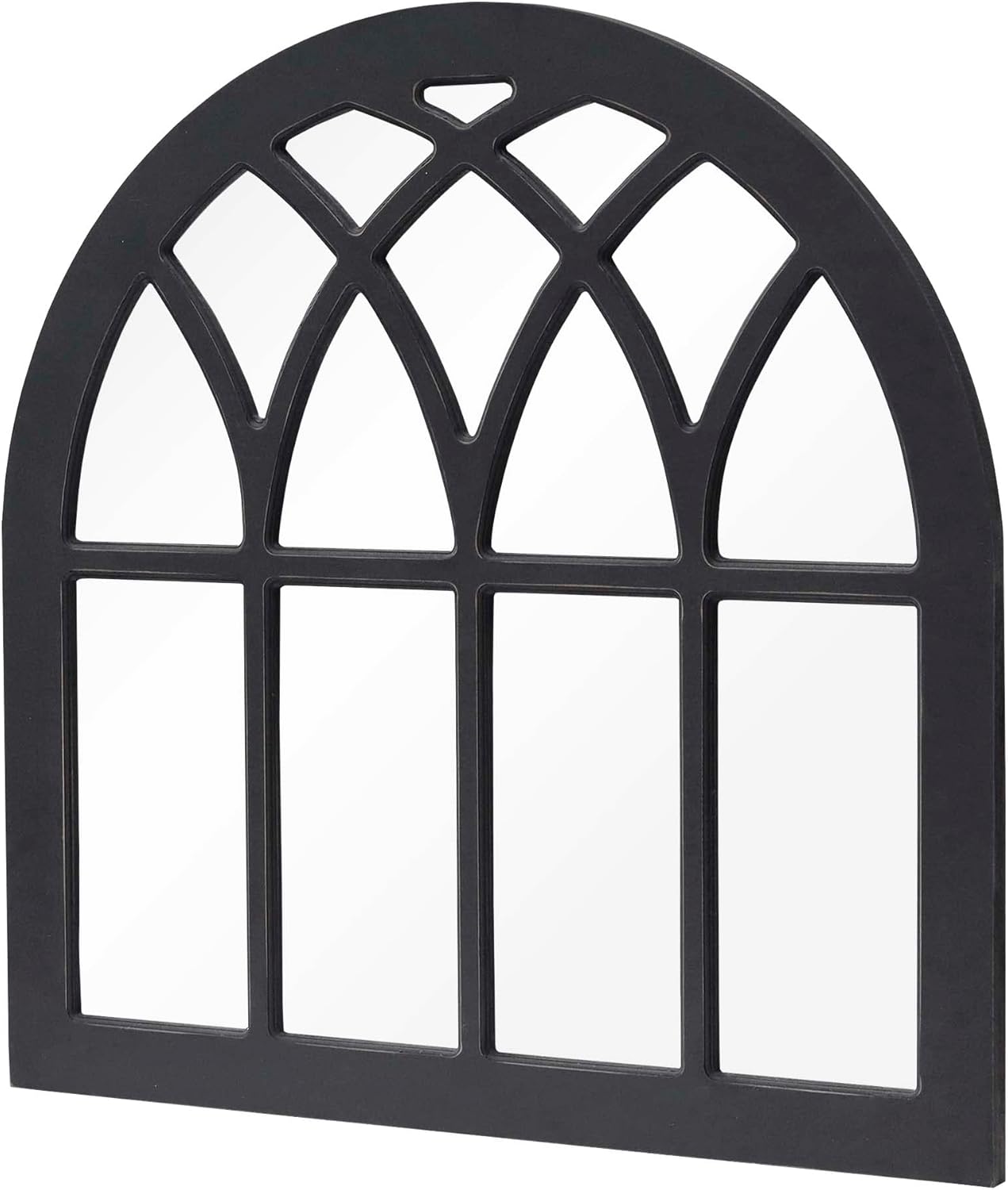 CreativeWise Arched Window Mirror for Wall, Cathedral Wood