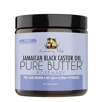 Sunny Isle Rosemary Jamaican Black Castor Oil Pure Butter 4oz | Stimulates Hair Growth | Effective Moisturizer Hair & Skin | All Types & Textures