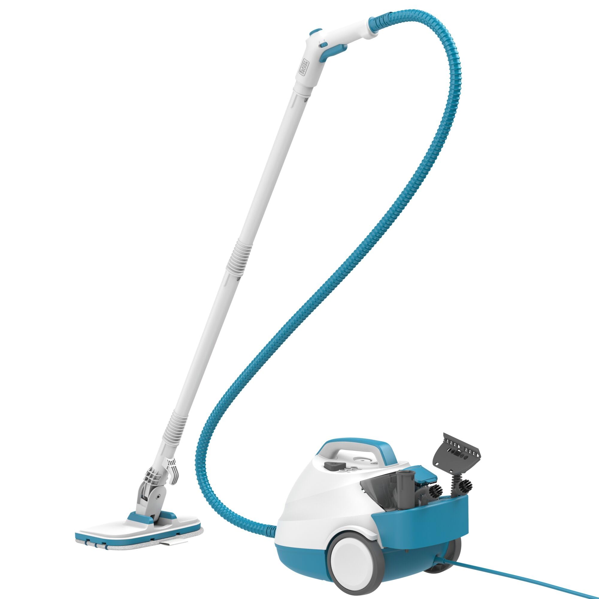 BLACK+DECKER Pulitore a Vapore Pressurizzato, 2000W, Pressione di 4 Bar con 10 Accessori, Serbatoio Rimovibile da 1,2L, Testa Girevole per Pavimenti a 180°, BHSMP2008-QS