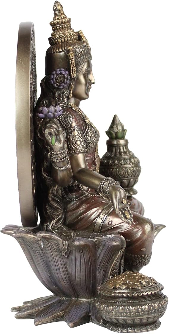 Kartique Maa Lakshmi Sitting on Lotus Considered to Be Auspicious at Home Office Lotus Maha Laxmi Idol Dhan Devi Goddess of Prosperity Wealth Fortune Height 8 Inch Multi Color Size Medium