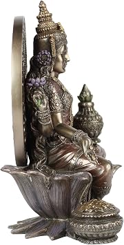 Kartique Maa Lakshmi Sitting on Lotus Considered to Be Auspicious at Home Office Lotus Maha Laxmi Idol Dhan Devi Goddess of Prosperity Wealth Fortune Height 8 Inch Multi Color Size Medium