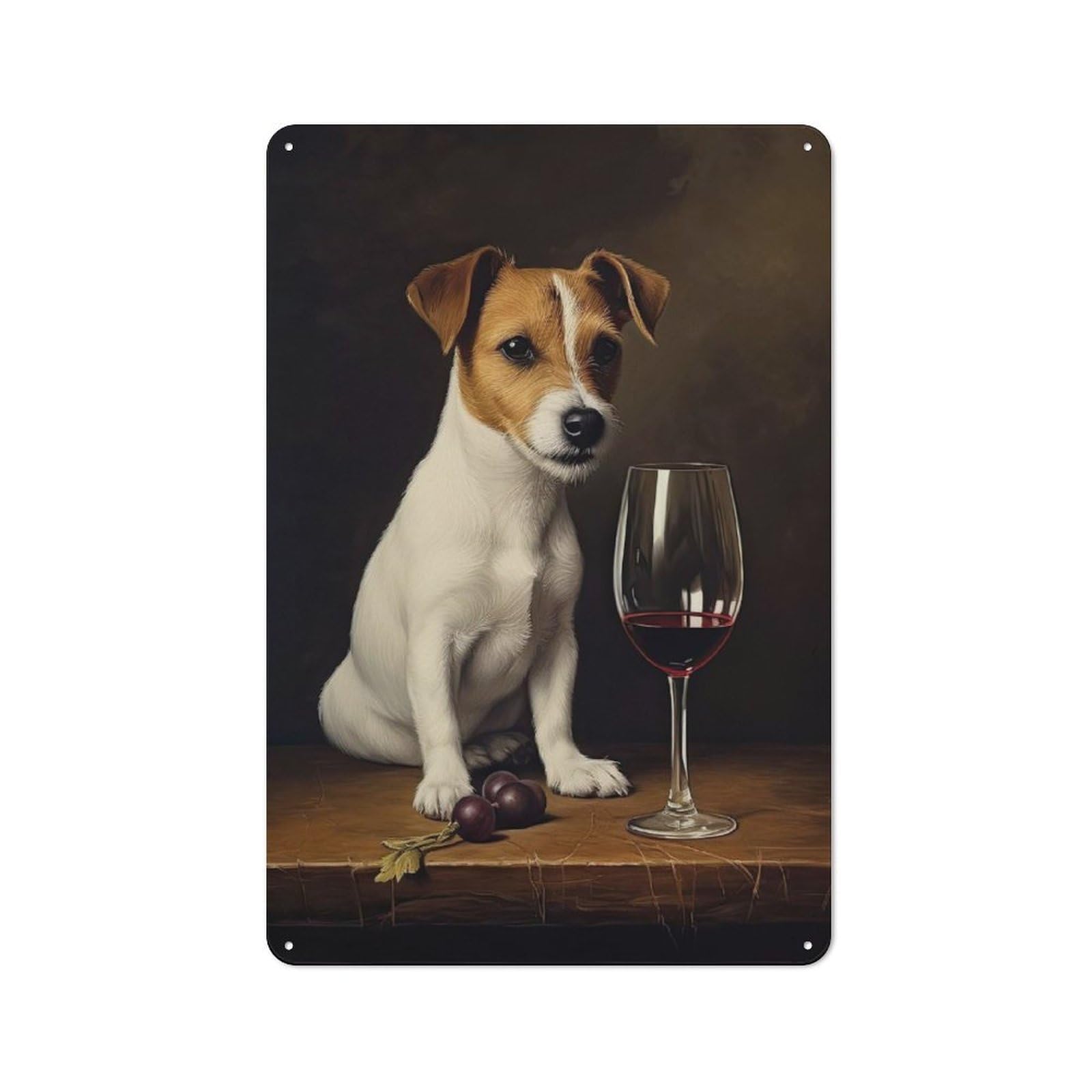 Pet Lover Jack Russell Terrier Wine Decorative Metal Plaque, Wall Decor for Pet Corner, Living Room Or Hallway, 30x20cm