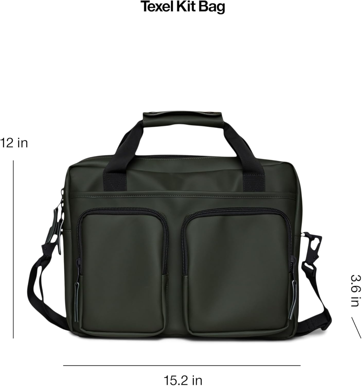 RAINS Texel Tech Bag - Green Waterproof Water Resistant Water Repellent Laptop Bag Unisex Commuter Travel Case 15" Computer Sleeve Tech Organizer - 2 Year Warranty