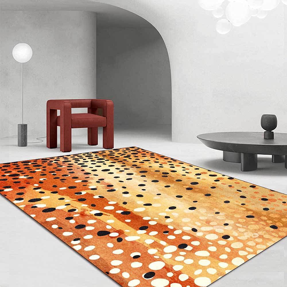 Tapis antidérapant pour chambre et salon moderne orange de 120x180