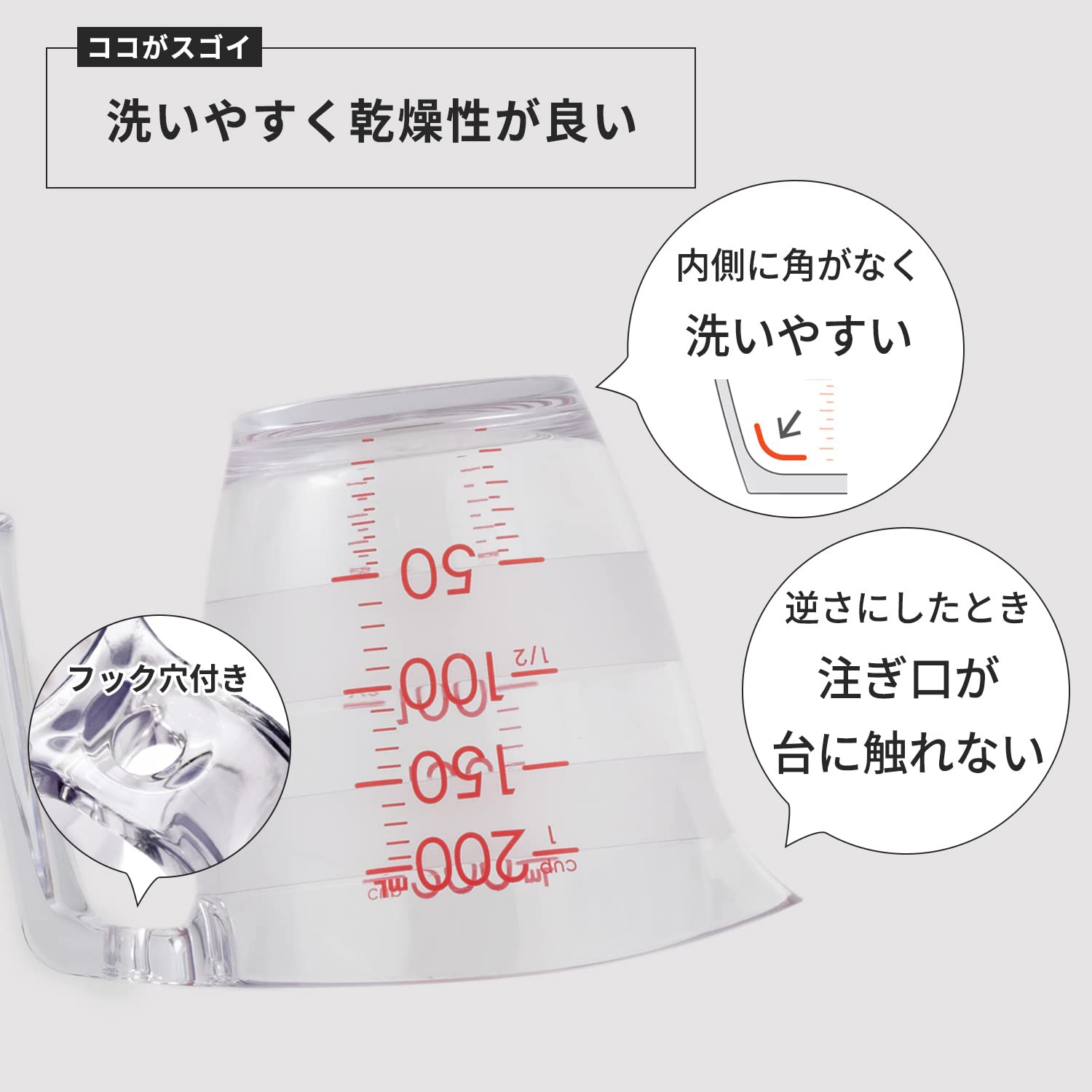 Amazon Com Marna K649cl Measuring Cup Easy To Read Marks 6 8 Fl Oz 0 Ml Microwave Dishwasher Safe Heat Resistant Easy To Pour Hook Hole Wall Hanging Storage Everything Else