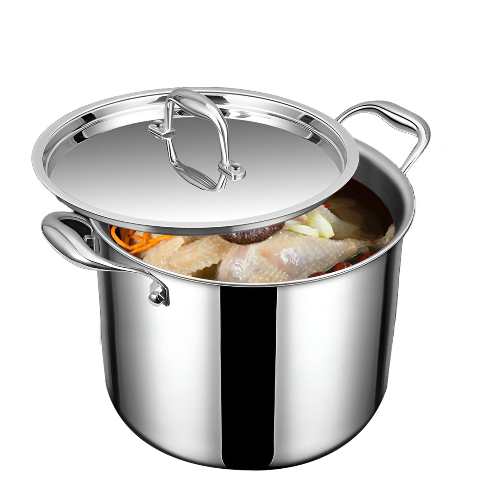 Robuster 20 cm Suppentopf aus Edelstahl 316 – Vielseitiger Dampfgarer und Kochtopf mit Deckel für Eintöpfe, Knödel, Saucen und Suppen – Langlebiges Kochgeschirr für Hobbyköche
