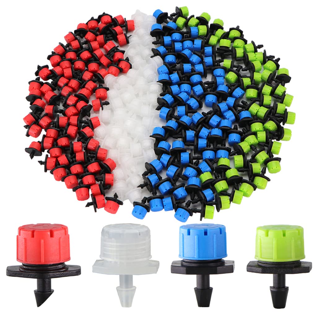 Ugello di irrigazione 50-800PCS Giardino Ugelli Regolabili Irrigazione a Goccia Irrigazione Irrigazione 1/4 ''Anti-intasamento Gocciolatore Emettitore Aiuole di Verdure