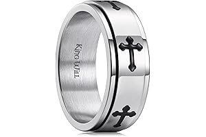 Lord's Prayer Rotatable Cross Ring in Black, Gold, or Silver: A Symbol...