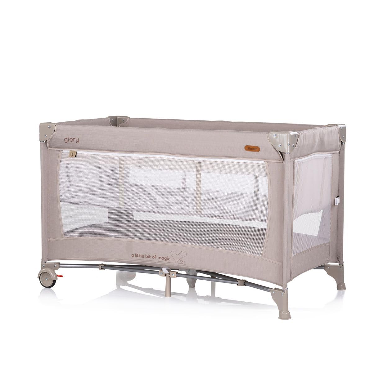 Chipolino Reisebett Glory 2 Ebenen Matratze Räder zusammenklappbar Tragetasche beige