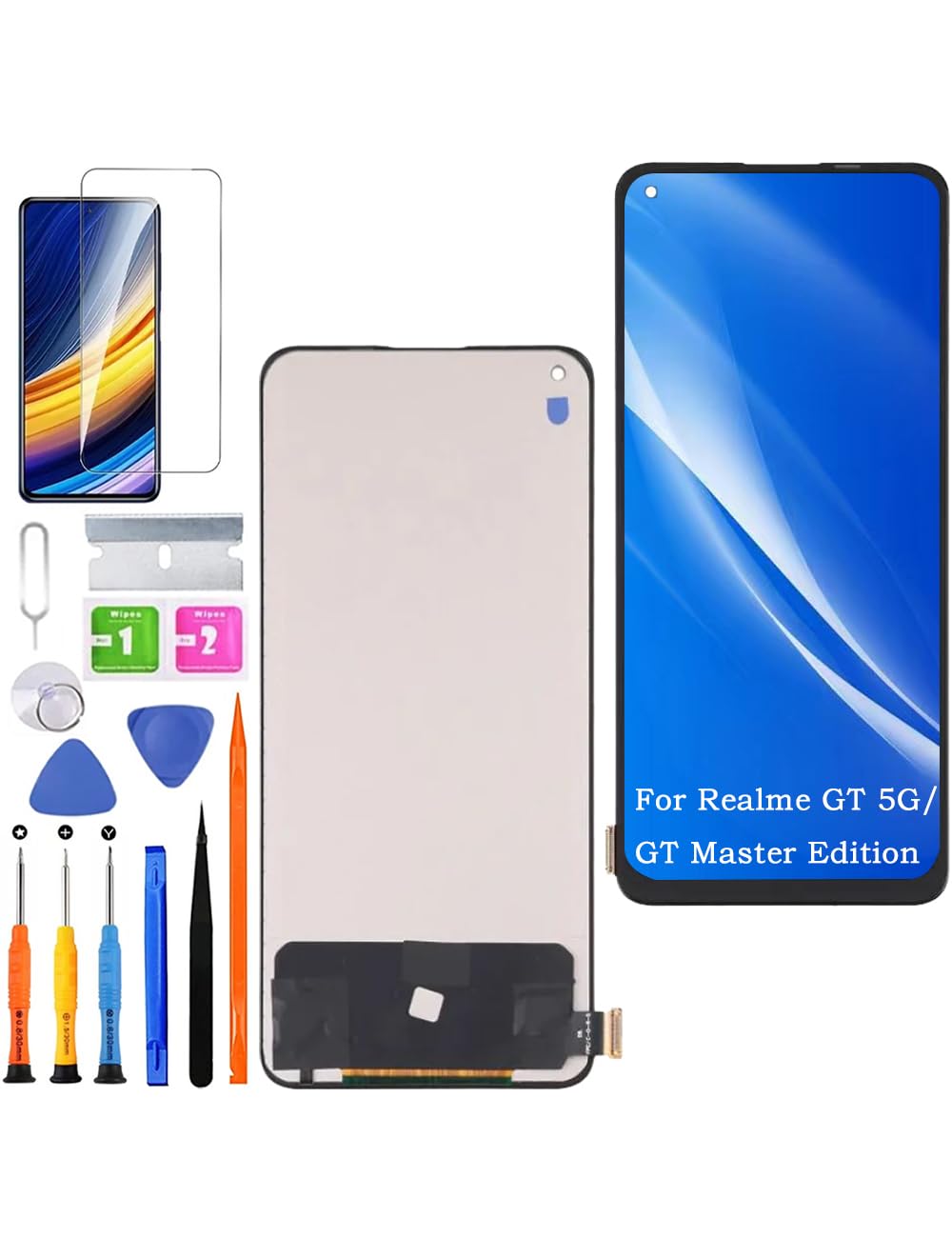Ersatz Display für Realme GT 5G LCD Bildschirm TFT, für Realme GT Master Edition Display Bildschirm Touch Digitizer Assembly Reparaturteile Kit(Ohne Fingerabdruck)