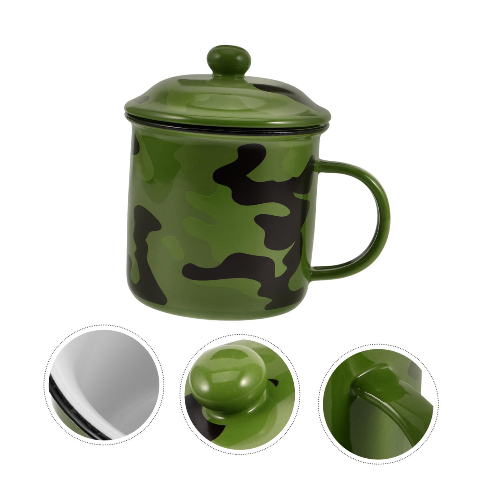 KOMBIUDA Retro Emaille Kaffeetasse Vintage Trinkbecher Für Zuhause Und Camping Geeignet Für Kaffee Tee Und Saft Isolierter Becher Militärgrünem Camouflage-design Für Outdoor-abenteuer