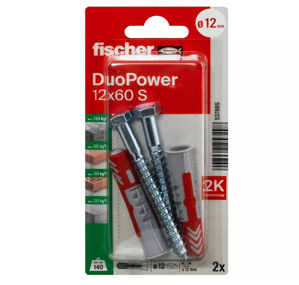 537665 Duopower S Plug with Screw, 12 mm Diameter x 60 mm Length, One Size