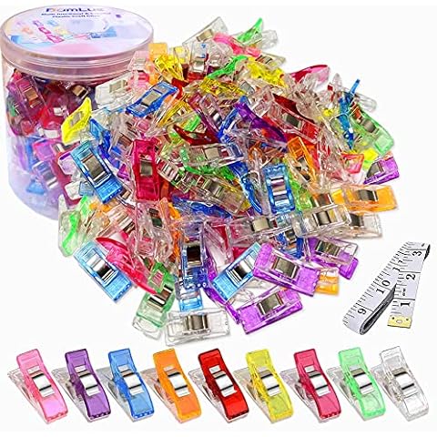 BamLue 120 Pieces Sewing Clips, Multi-Color for Sewing Craft Clamps,Crafting,Crochet and Knitting,All Purpose Clips for Quilting Binding Clips,Fabric Clips,Paper Clips,Blinder Clips Cover