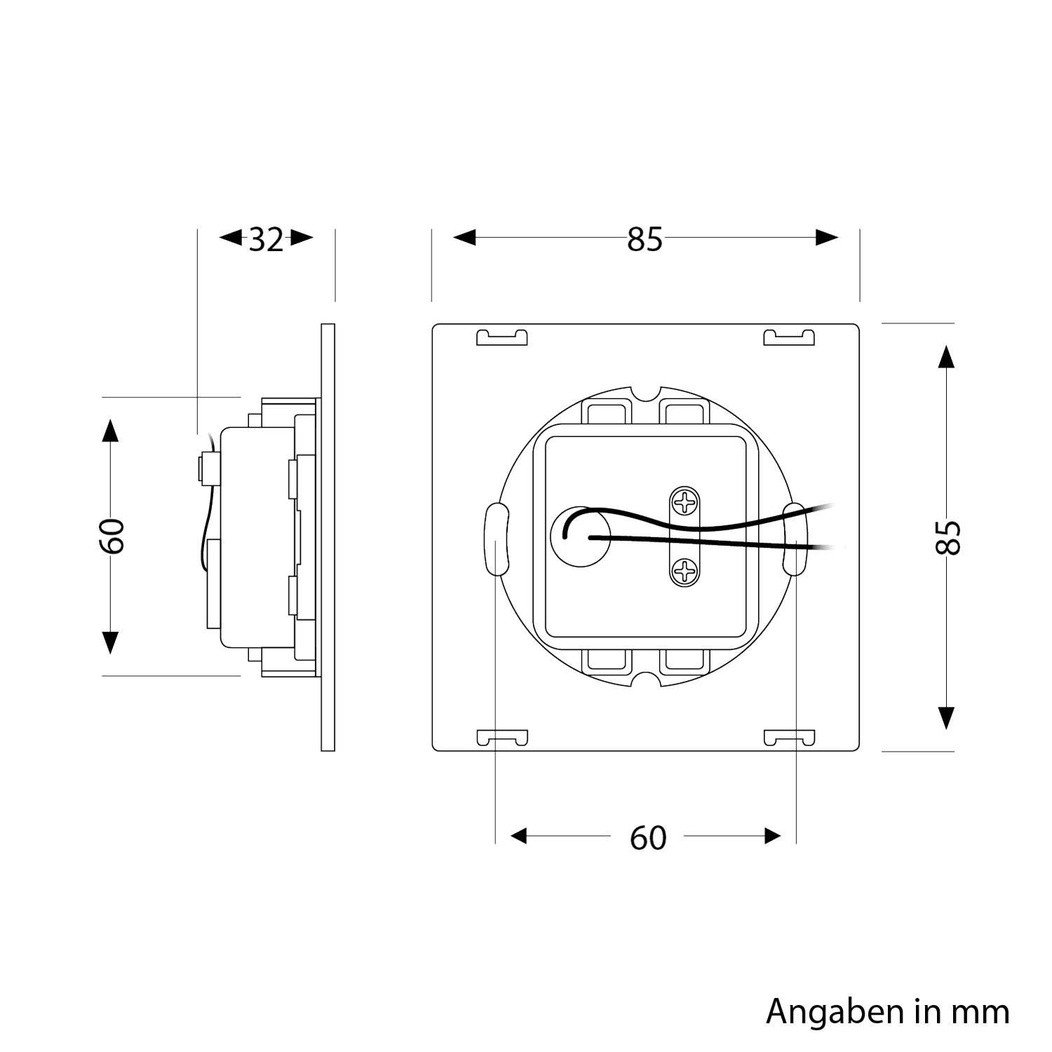 ledscom.de 15x LED Treppenlicht/Wandeinbauleuchte FOW für innen und außen, Downlight, eckig, schwarz, 85 x 85mm, warmweiß