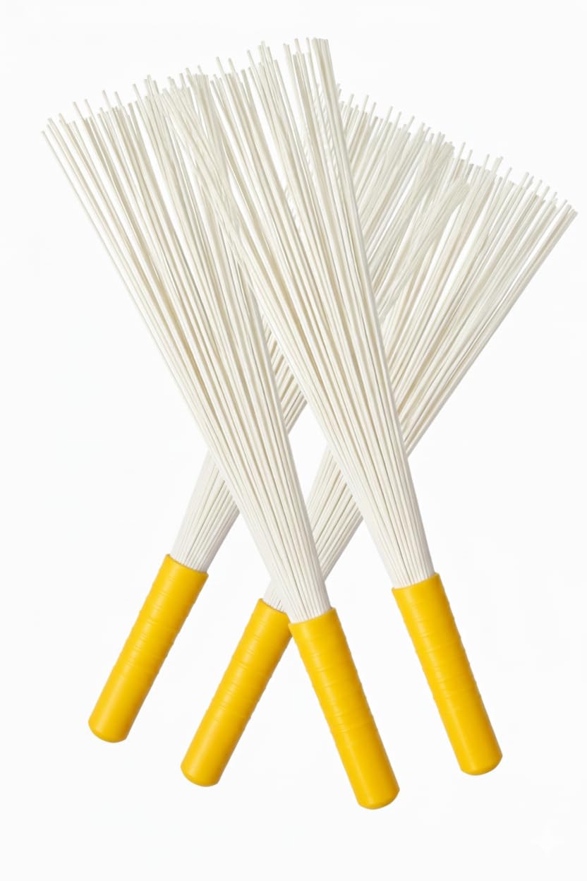 Bathroom Floor Cleaning Kharata Broom | 55.5 cm Long White Fiber Broom with Strong Yellow Handle | Bathroom, Toilet, Marble & Tiles Floor Cleaning Brush (4)-image-45