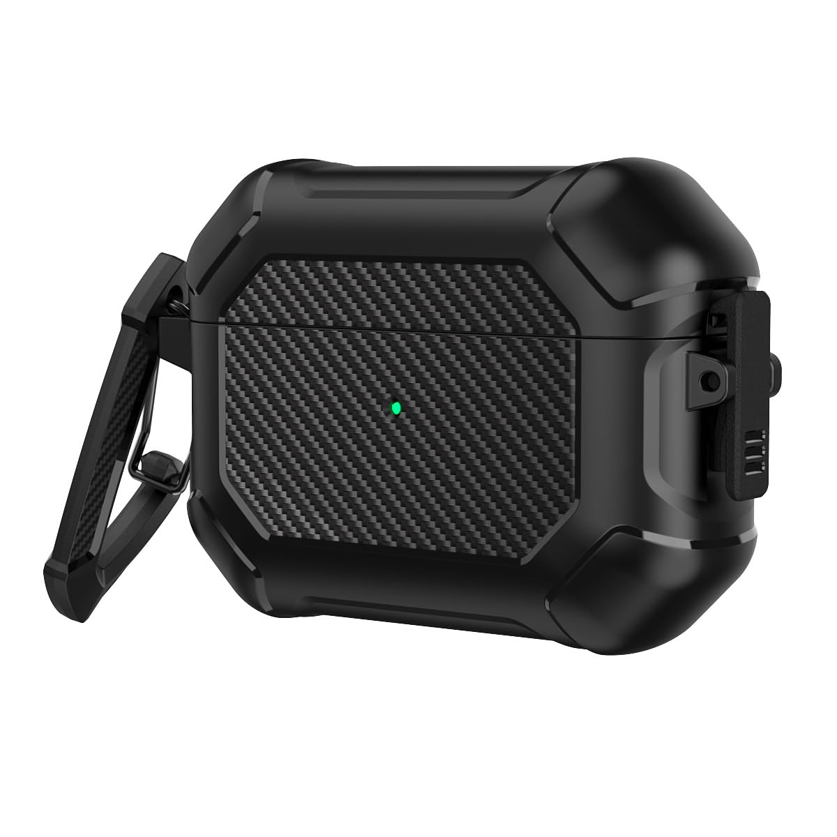 Pro 1st Generation AirPods Case Cover: Pro 1st Generation Apple AirPods Case Protector with Keychain Hook & Lock｜ TPU&PC AirPods Pro 1st Gen Case Hard Shell (Black)