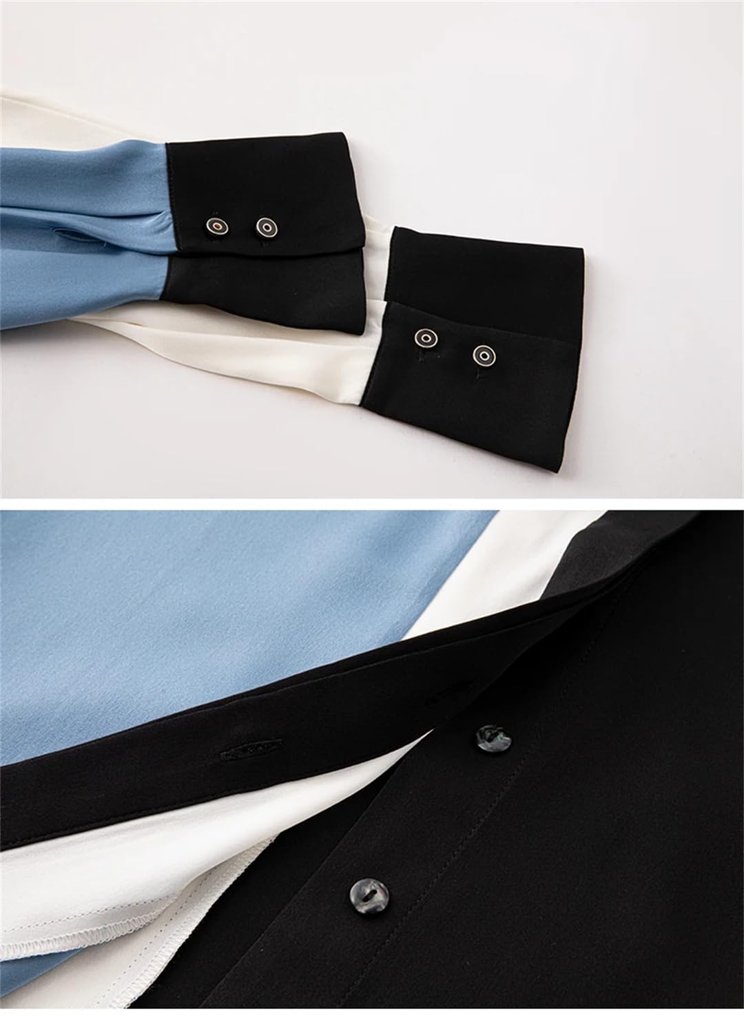 Disimlarl Camisas de seda de morera para mujer, con solapa, de manga larga, para oficina, con botones, camisas casuales