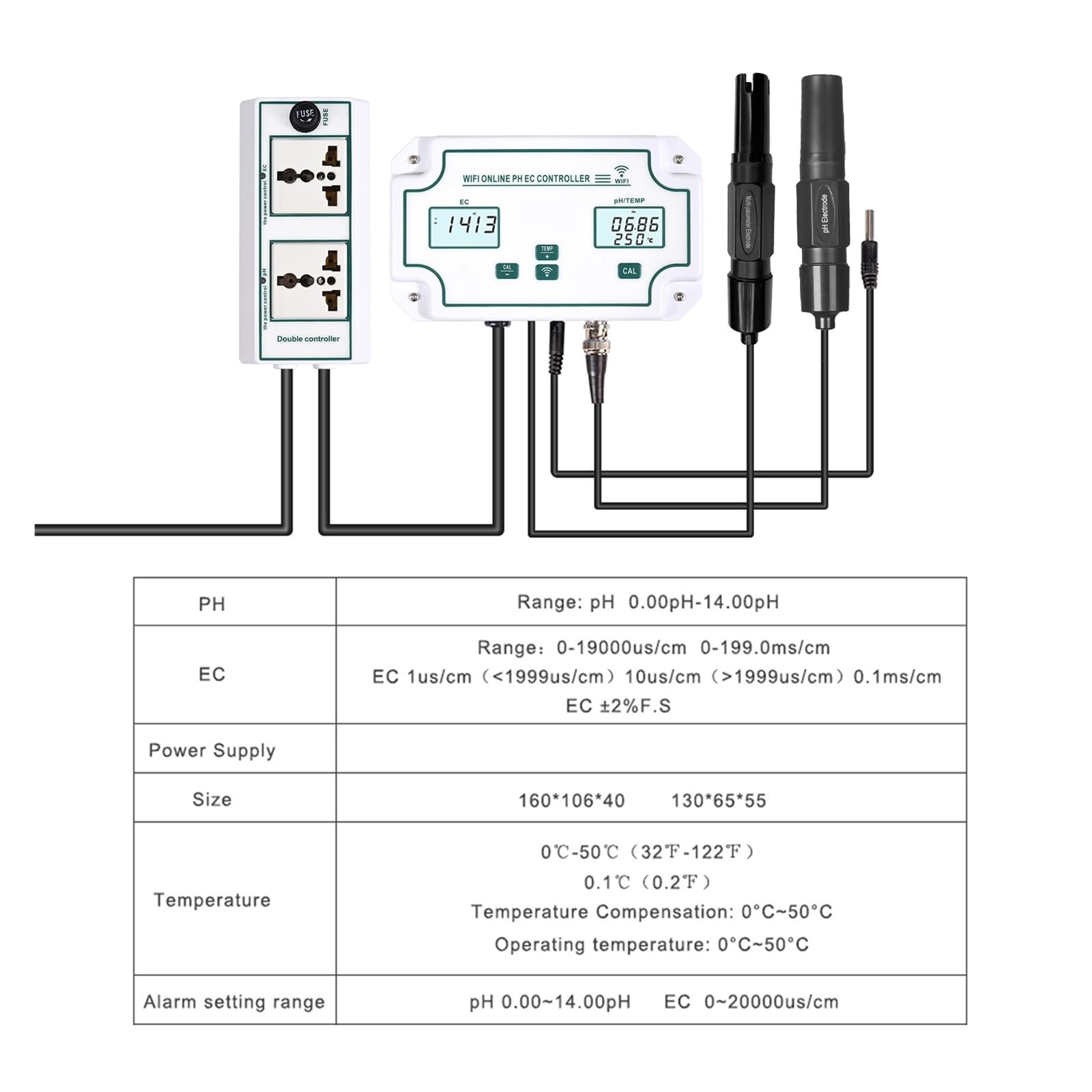 Détecteur De Qualité De L'eau 3 En 1 PH/EC/TEMP, Sans Fil, WiFi, Ph-mètre En Ligne, Contrôleur EC, Contrôleur De PH Professionnel Avec Prise Relais