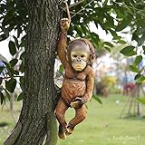 Generic Hanging Monkey Statue Garden Decoration Climbing Monkey Tree Hugger Resin Animal Sculpture Crafts Jungle Monkey Tree Hanging Animal Figurines for Garden Lawn Patio Yard Porch Decor (A)